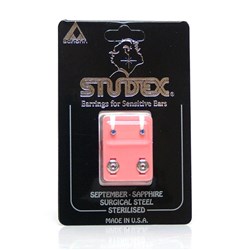 STUDEX Birthstone studs - mini bezel s/s - september / sapphire